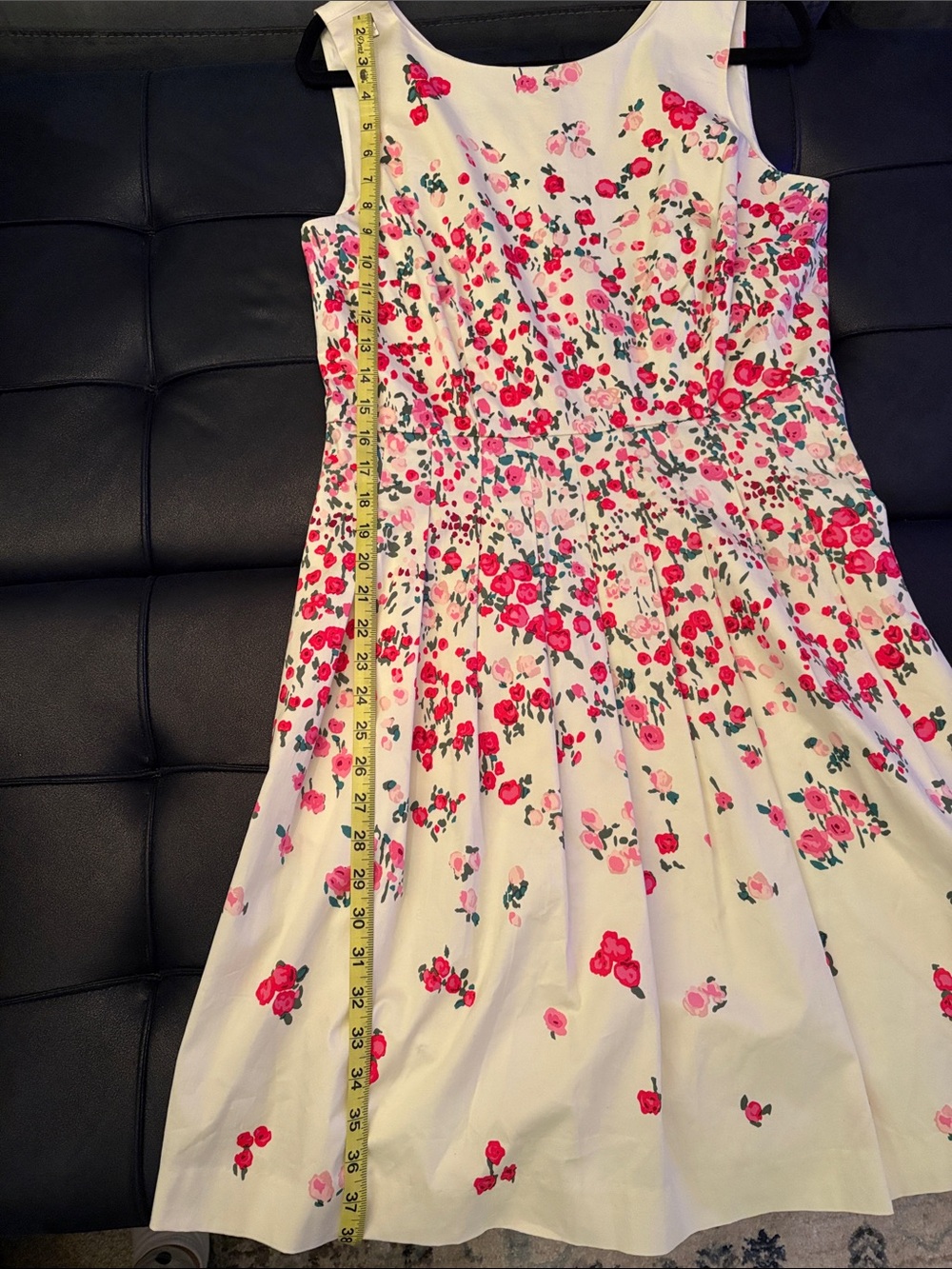 Talbots Cream Floral Midi Dress with Pink & Green Accents - Picture 5 of 6
